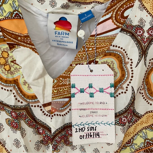 ANTHROPOLOGIE Farm Rio V Neck Flutter Sleeve Dress - Picture 5 of 15